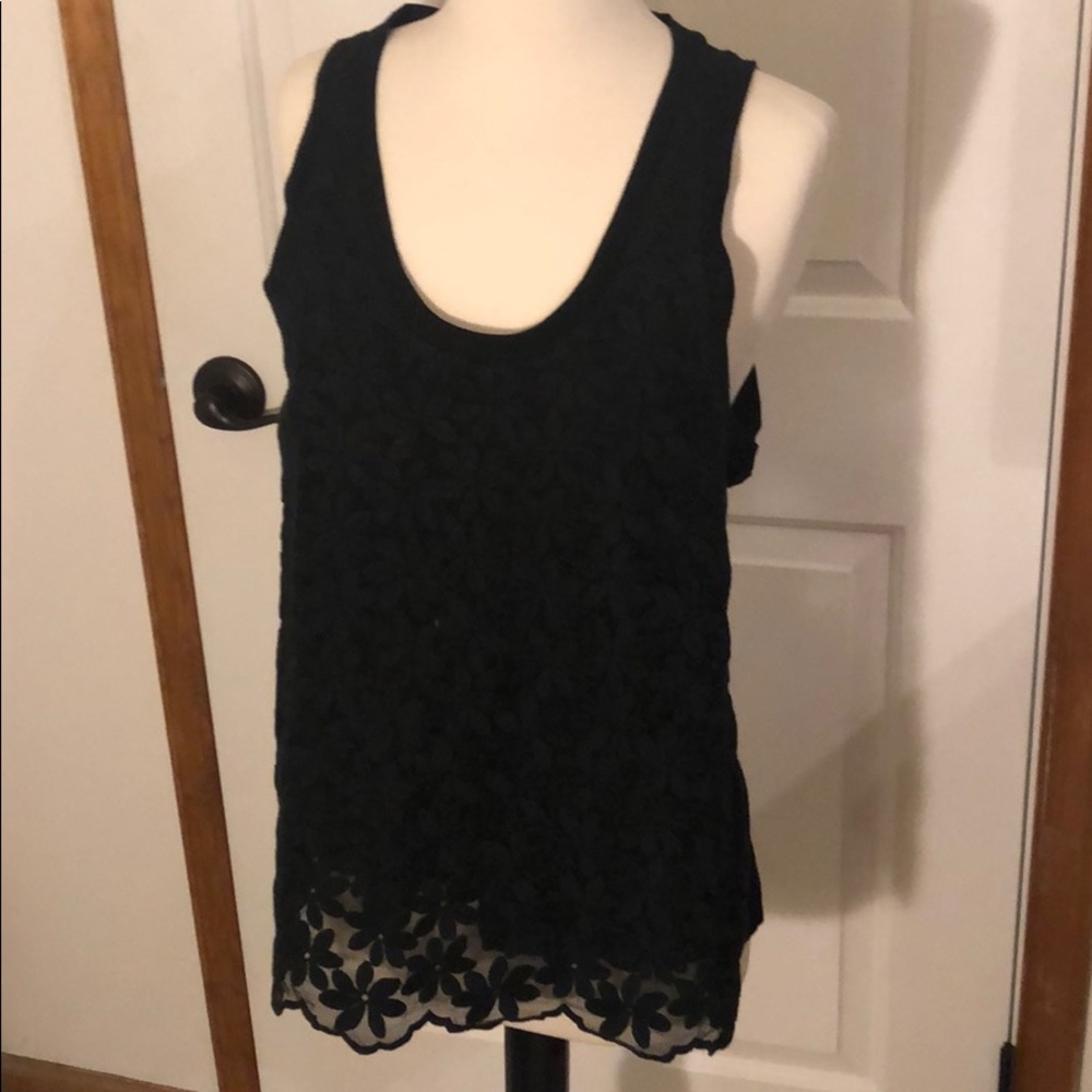 JCrew Black sleeveless eyelet shirt size Small